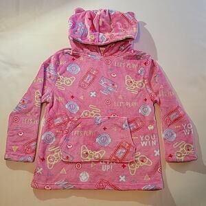 Pink Wearable Blanket Hoodie Game Controller Oversized Soft Fleece Glows In Dark